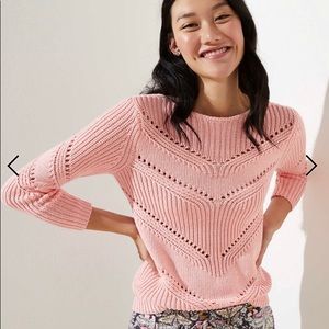 LOFT POINTELLE SCOOP BACK SWEATER SIZE LARGE